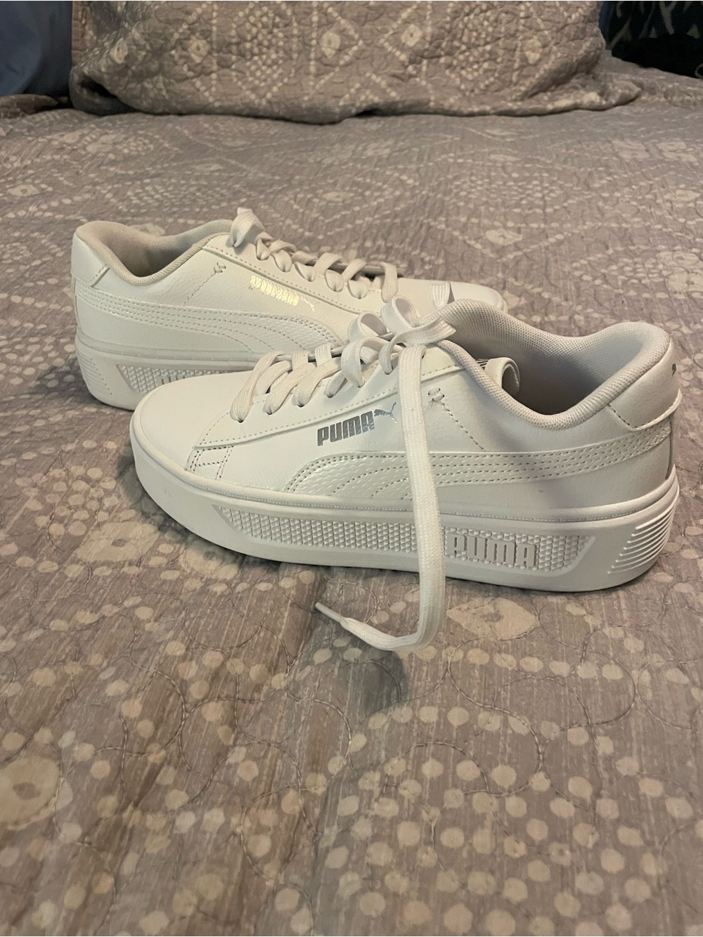 Puma White Platform Lace-Up Athletic Sneakers